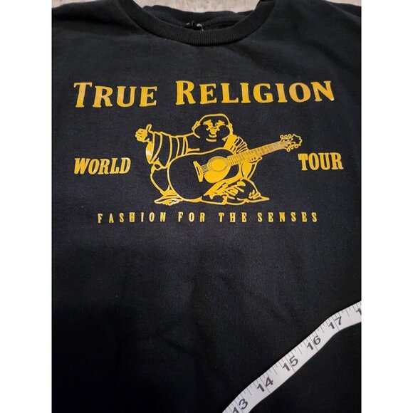 True Religion Mens Black Metallic Buddha Long Sleeve Flee Men's Size XL - Picture 5 of 9